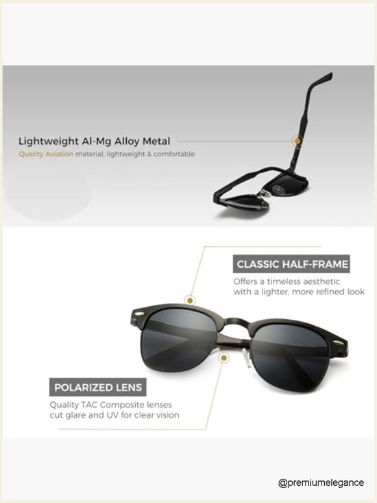 Classic Half-Frame Polarized Sunglasses for Driving Travel Outdoor main image 3